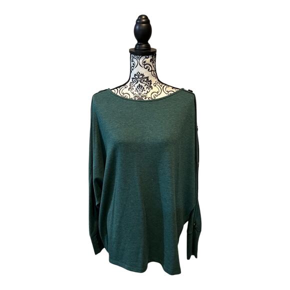 Unbranded Button Accent Dolman Sleeve Green Sweater size 2XL - Picture 1 of 11